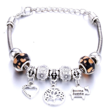 Antique Original Heart-Shaped buena suehe Charm Bracelets For Women Glass Beads Brand Bracelet & Bangle DIY Jewelry Gifts daiiibabyyy